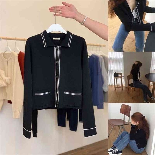 

korean dongdamen vegetable home spring new wool black knitted cardigan