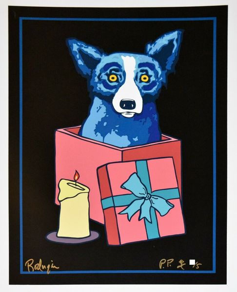 

george rodrigue blue dog jingle my bells at night home decor handpainted &hd print oil painting on canvas wall art canvas pictures ,f2102022