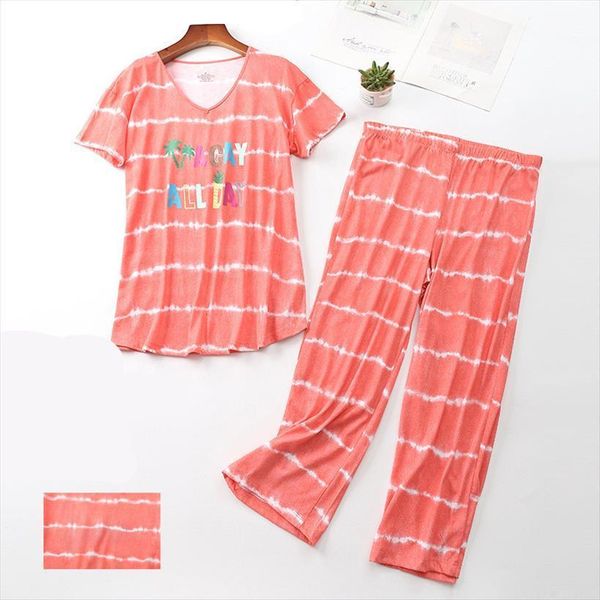 

casual stripe pajamas set women sleepwear large sizes panties short sleeve t shirt autumn female pyjamas fashion home, Black;red