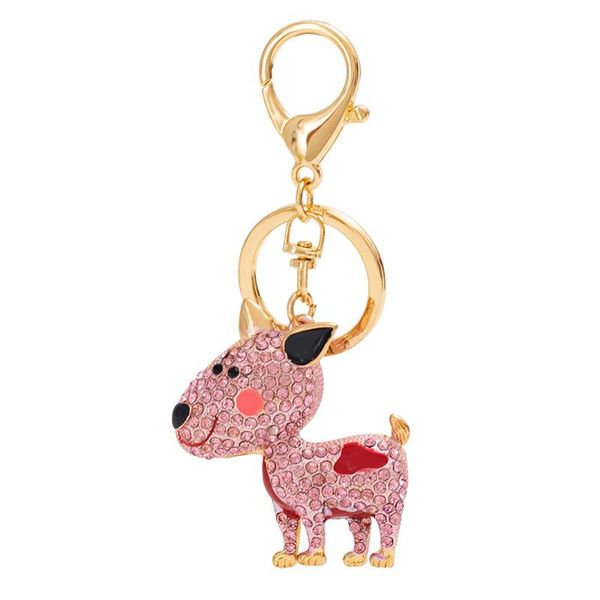 

keychains rhinestone crystal dog puppy buckle keys holder keyring women bag charms key chains jewelry accessories car, Silver