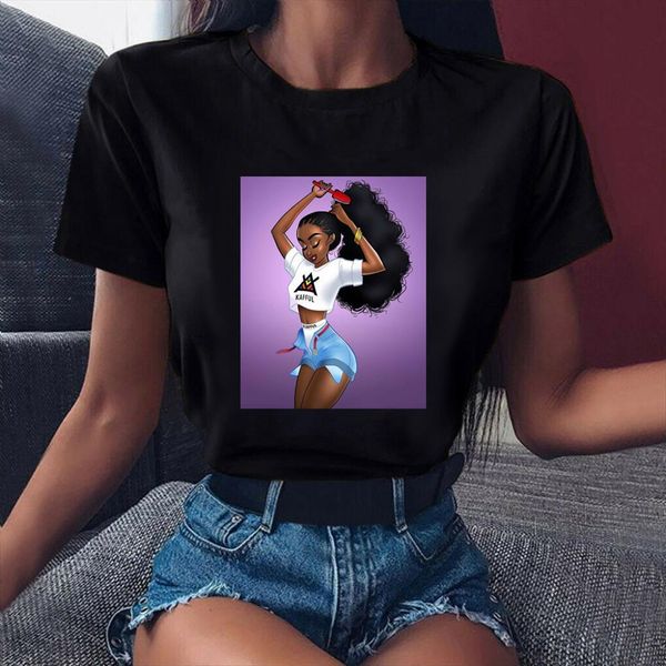 

zogankin cool melanin black women t shirt girl graphic printed femal summer fashion short sleeve tshirts casual tee, White