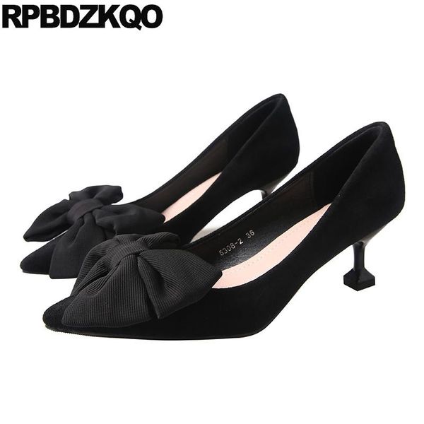 

dress shoes sweet pointed toe unique women red stiletto pumps medium heels size 33 kawaii cute black 2021 high bow suede 4 34 scarpin