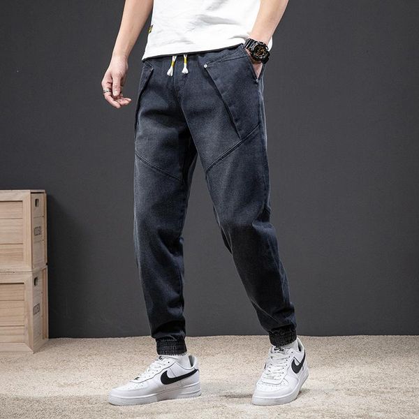 

plus size 8xl7xl 6xl xxxxxl fashion men jeans loose spliced designer cargo pants streetwear hip hop joggers wide leg harem, Blue