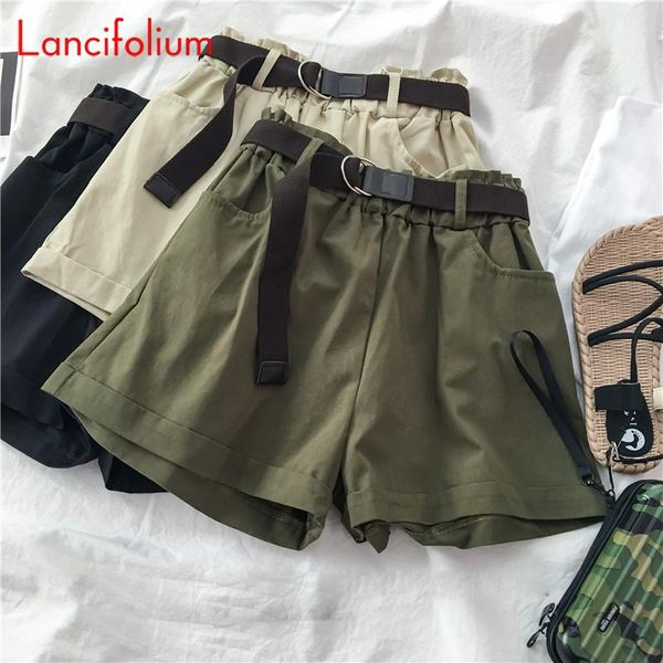 

women's shorts 2021 summer black elastic high waist wide leg korean harajuku cotton casual sweat streetwear techwear cargo womens, White;black