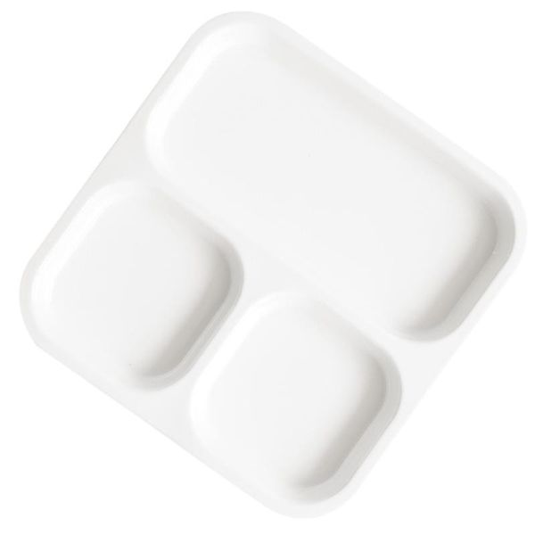 

dishes & plates 1pc square household breakfast compartment plate ceramic (3-grid)