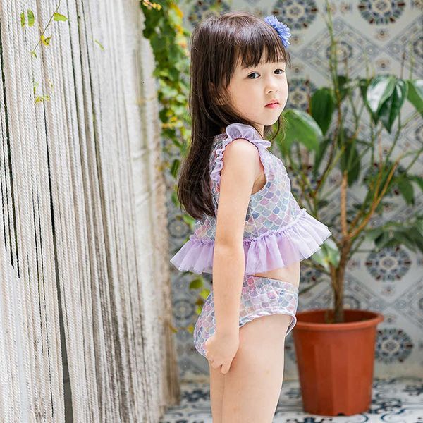 

split children's mermaid girl's swimsuit new bikini three piece set, White;black