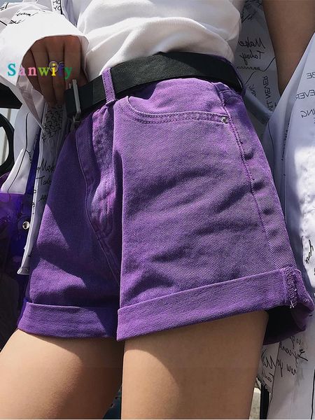 

new purple high waist thin wide leg shorts, White;black