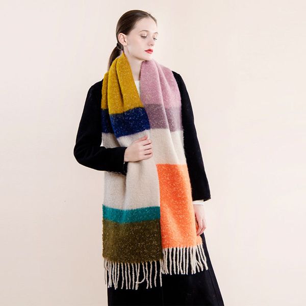 

new cotton candy striped scarf in autumn and winter 2020, Blue;gray