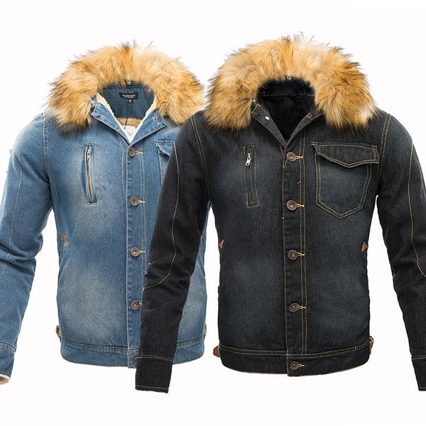 

2021 new newly designer fashion winter jackets men hooded coats fur collar veet thick warm denim size s-6xl jacket xke3, Black;brown