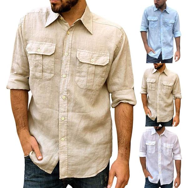 

men's casual shirts men shirt spring summer slim long sleeve beach solid color man breathable chemise homme plus size, White;black