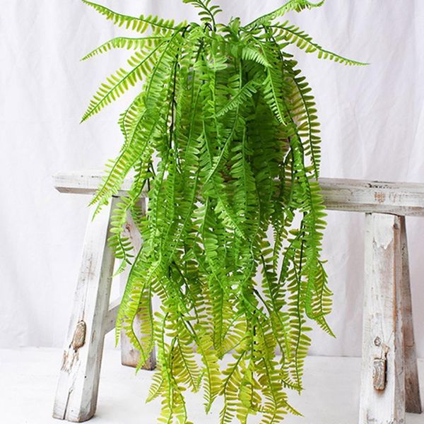 

2pc simulation fern grass green plant artificial fern persian leaves flower wall hanging plants home wedding shop decoration