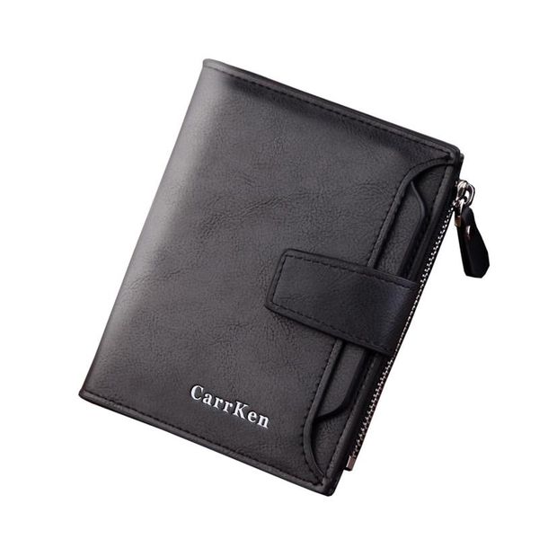

wallets effervescent men's wallet short button large-capacity zipper oil wax leather fashion coin purse factory sales, Red;black