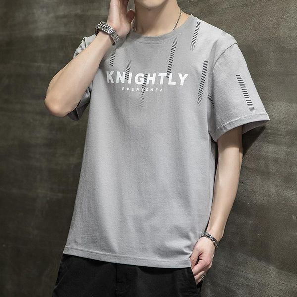 

men's t-shirts short-sleeved t-shirt male summer 2021 ins fashion brand round neck loose hoodie korean version of half-sleeve cloth, White;black