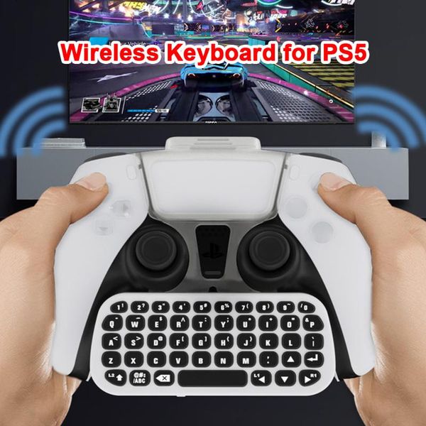

game controllers & joysticks wireless bluetooth-compatible gamepad keyboard for ps5 controller chat pad external key panel accessories