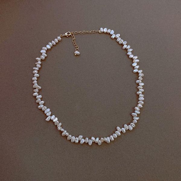

chokers korean selling fashion jewelry natural irregular freshwater pearl necklace elegant student women daily clavicle, Golden;silver
