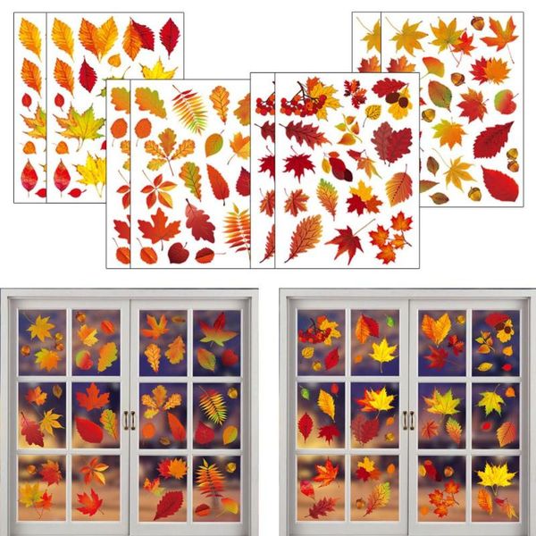 

new 8 thanksgiving window stickers falling leaves window stickers glue-static glass car