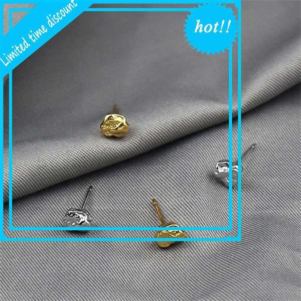 

korean dadongmen simple temperament irregular earrings handmade texture girl versatile accessories hot, Golden