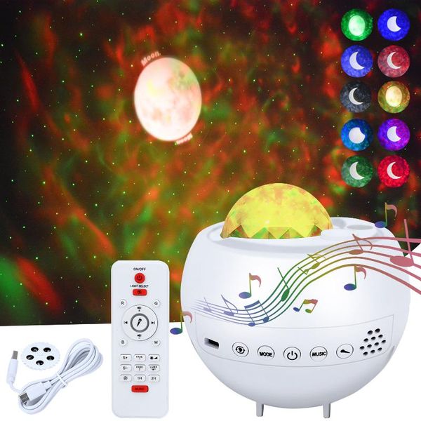 

night lights led star projector light ocean wave colorful galaxy with music white noises christmas