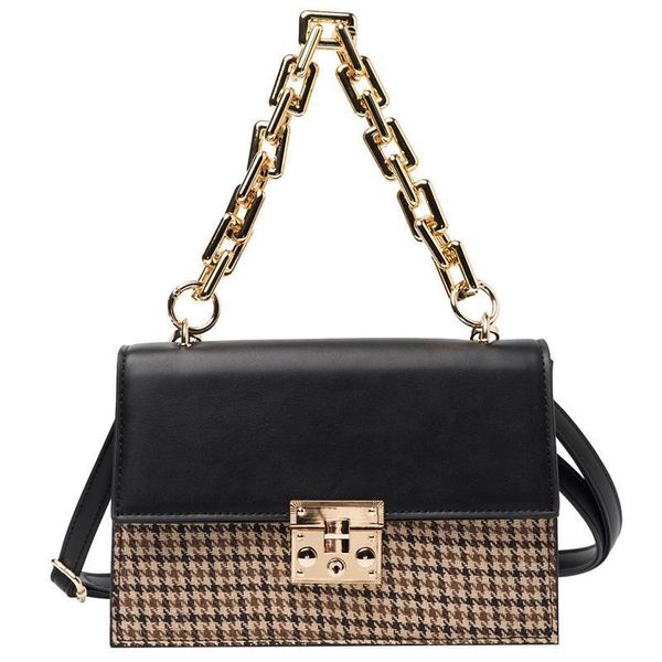 

fashion new luxurys designers pu leather women designer handbag shoulder messenger bag thick chain square tote bag banquet bags