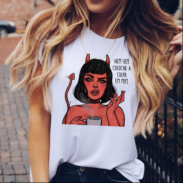 

female t shirt angels protect methe demons me women tees harajuku women t shirt summer vintage chic bf loose womens, White