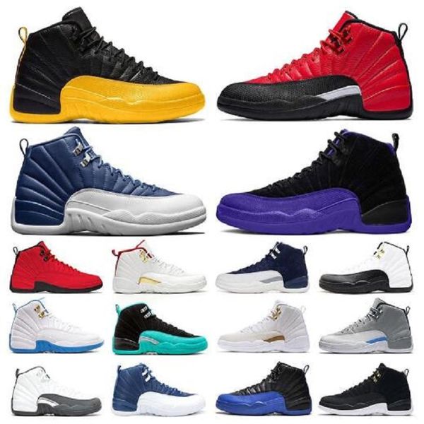 

2021 12 12s mens basketball shoes wheat dark grey bordeaux flu game the master taxi playoffs french blue barons all yellow sports sneakers