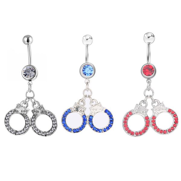 

d0018 handcuffs belly navel button ring mix colors, Silver