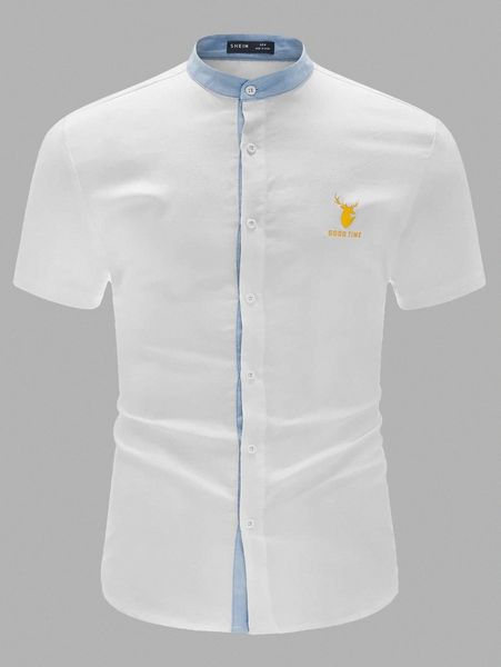 

men deer and letter graphic shirt k46f#, White;black