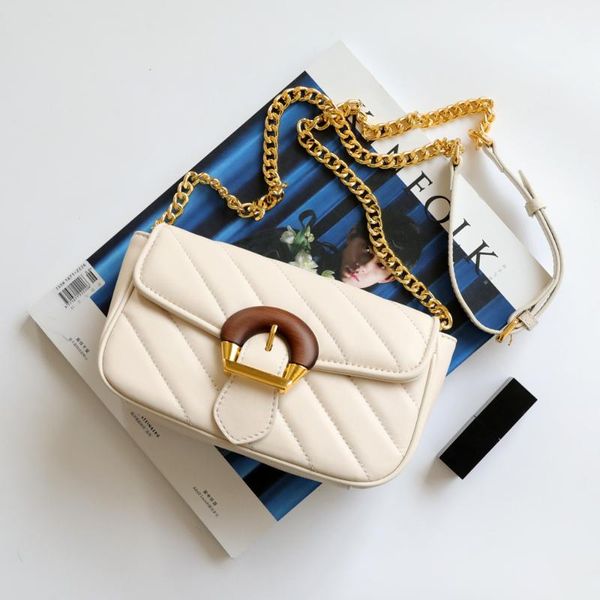 

shoulder bags niche light luxury small bag 2021 trendy soft texture crossbody twill embroidery thread chain female