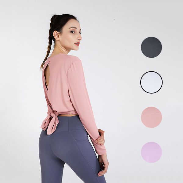 

tees t-shirt same autumn women's yoga suit fitns exercise running outdoor back split quick drying elastic long sleev, White