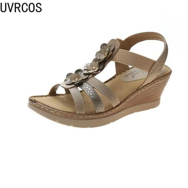 

sandals pure color simple women's casual fashion platform decoration retro classic style wedge heel 2021, Black