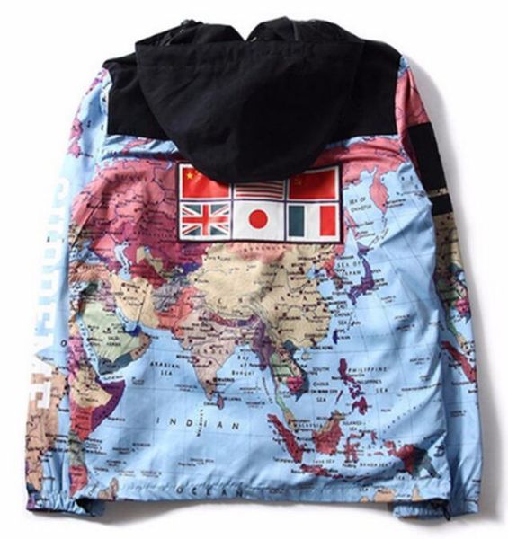 

fashion mens jacket map reflective women jackets hooded long sleeve black coat streetwear outdoorwear noctilucent clothing size m-xxxl, Black;brown