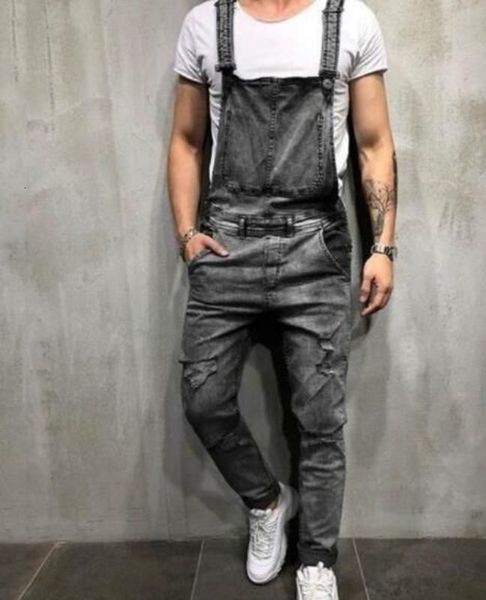

ripped jeans jumpsuits 2021 fashion men hi street troubled denim bib overalls for man jarretel broek streetwear maat s-xxxl, Blue