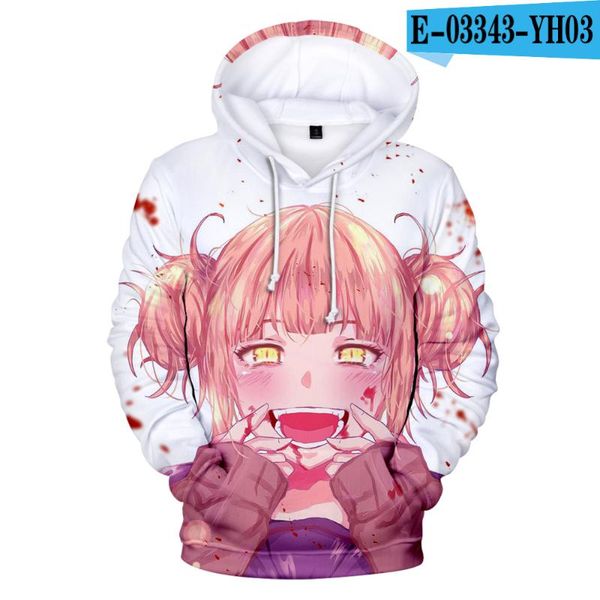 

men's hoodies & sweatshirts my hero academia men women harajuku cartoon himiko toga 3d hoodie fashion oversized tracksuits, Black