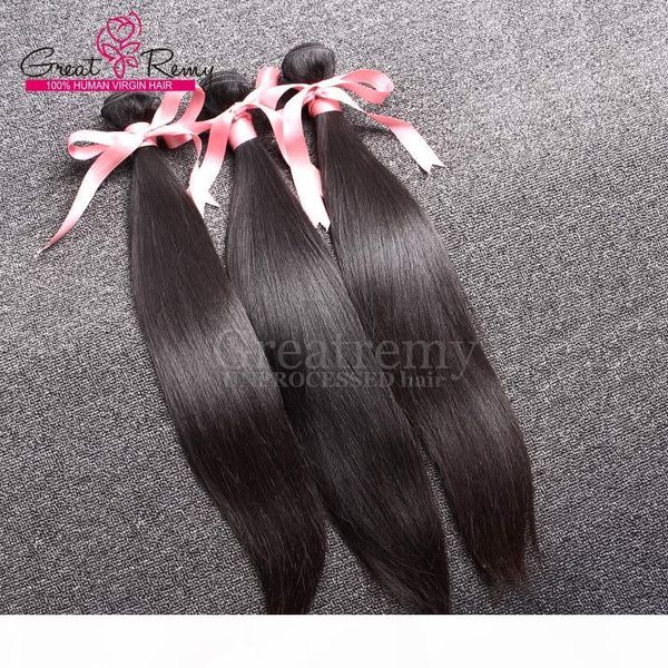 

greatremy 3pcs lot 9a indian hair extensions dyeable human hair weft weave unprocessed virgin silky straight, Black