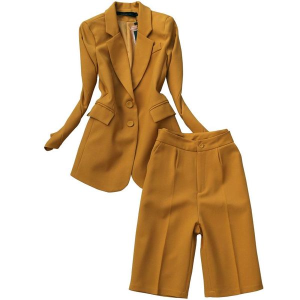 

women's tracksuits women two piece outfits spring and autumn style fashion ol temperament commuter suit five-point pants all-match, Gray