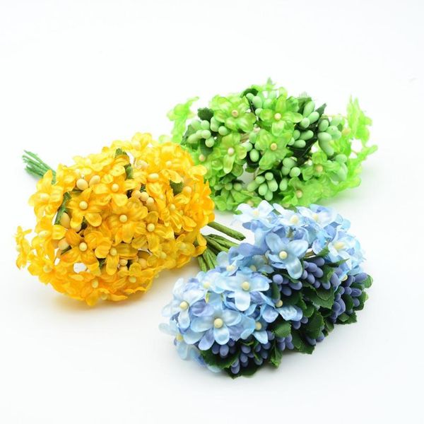 

6pcs artificial flowers for christmas wreath decor home vases wedding pompon diy new year gifts fake stamen silk jllicv