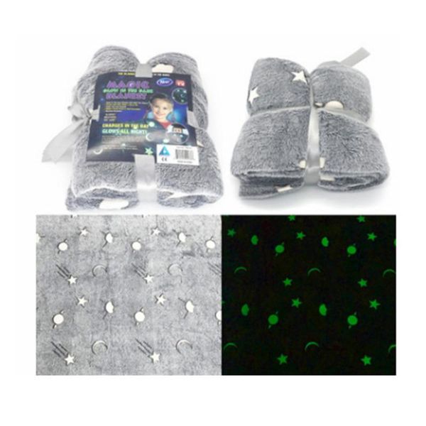 

blankets magic blanket children luminous glow fluorescent coral fleece throw stars moon in dark plush birthday gift
