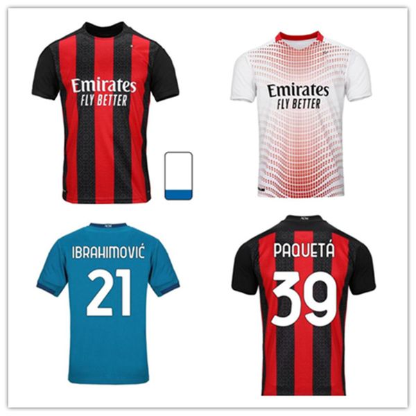 

ac milan 20 21 soccer jersey ibrahimovic paqueta bennacer romagnoli calhanoglu 2020 2021 football shirt tonali rebic maillot men, Black;yellow