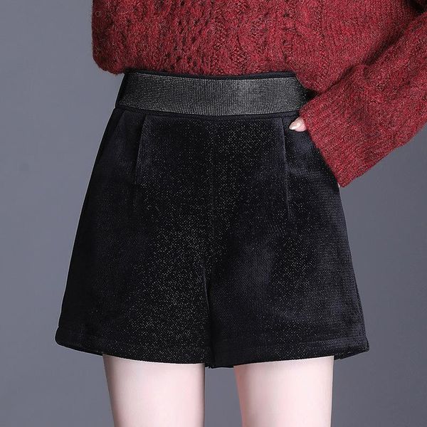 

women's shorts autumn winter women fashion elastic high waist slim casual shining black office lady elegant vintage boot 1664, White;black