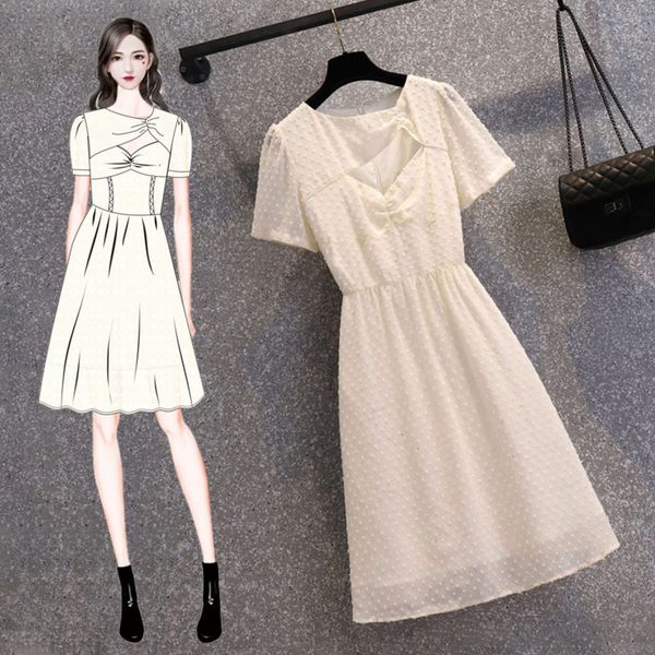 

large women's 2021 spring and summer new fat mm show thin cover belly french platycodon dress temperament goddess model clothes, Black;gray