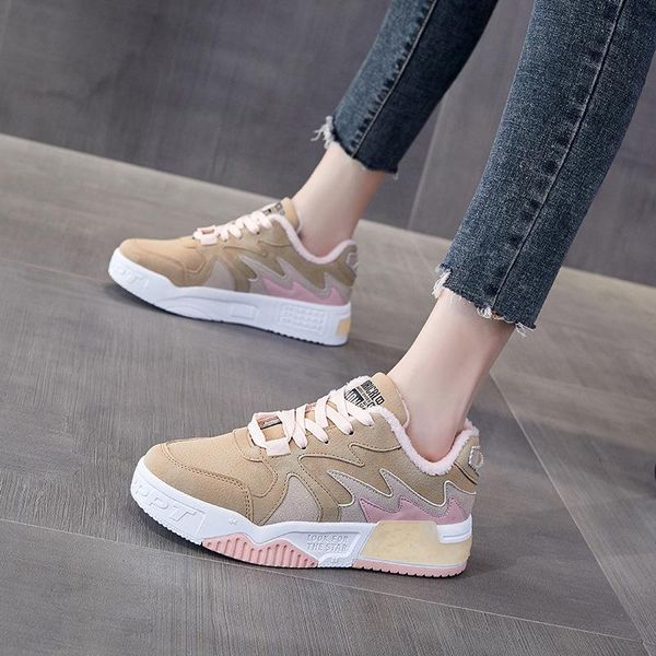 

boots women winter shoes lace up 2021 warm fur plush woman fashion snow female casual footwear ah61, Black