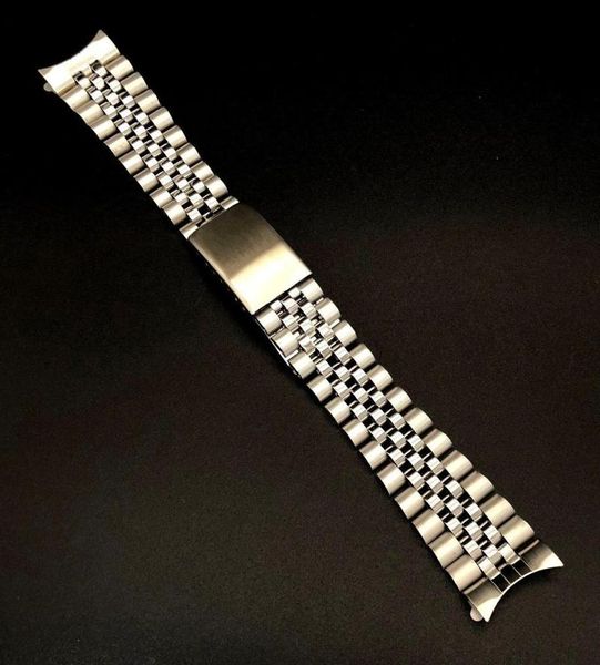 

watch bands 18mm stainless steel curved end jubilee strap band fit for, Black;brown