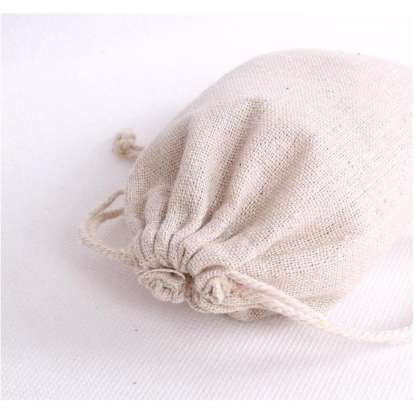 

100pcs/lot natural color cotton bags small party favors linen drawstring gift bag muslin pouch bracelet jewe jllaeh ladyshome