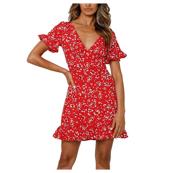 

casual dresses floral print mini dress elegant ruffle party robe femme short bohemian bandage vestido summer women, Black;gray