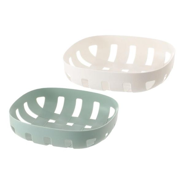 

storage baskets 2pcs plastic hollowed out fruit house vegetable (assorted color)