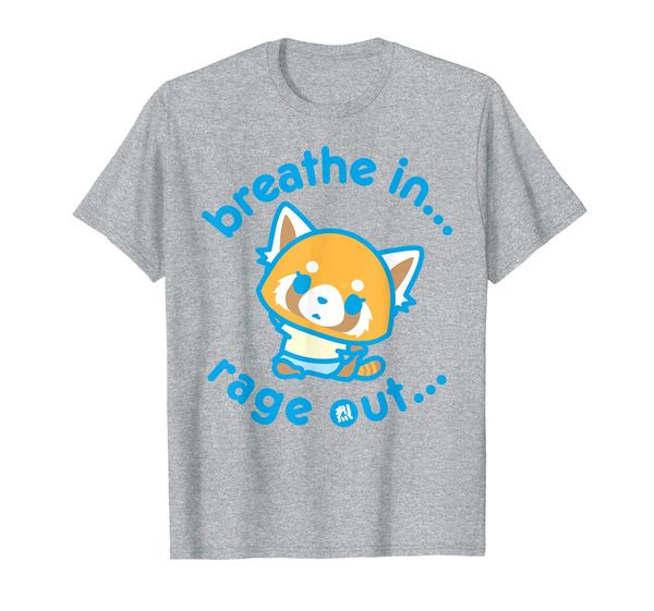 

aggretsuko yoga breathe in rage out t-shirt, White;black