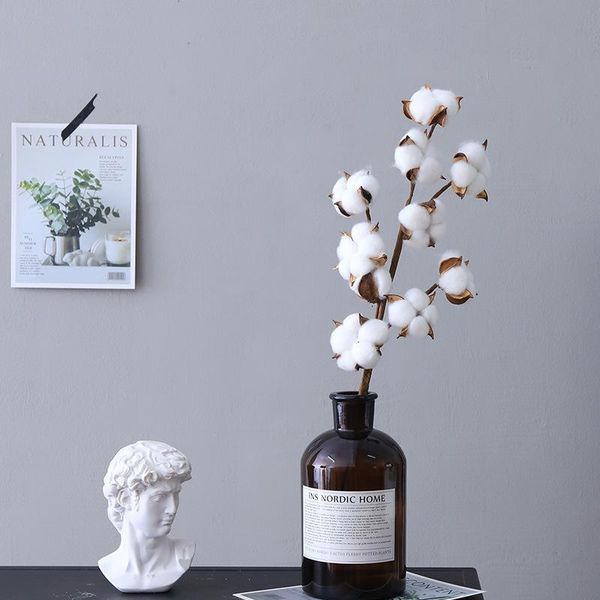 

decorative flowers & wreaths ins style dried cotton eucalyptus artificial plants floral branch for wedding party decoration fake home decors