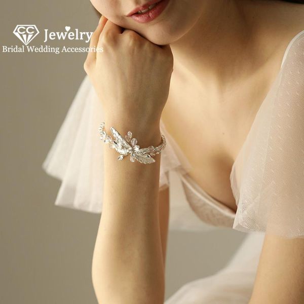 

wedding bracelets women accessories engagement jewelry bridesmaids bracelet exquisite charms crystal trendy bijoux gifts o585, Golden;silver