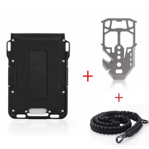 

card holders biptydam genuine leather metal rfid credit bank id antithieft bifold money bag business badge minimalist wallet, Brown;gray