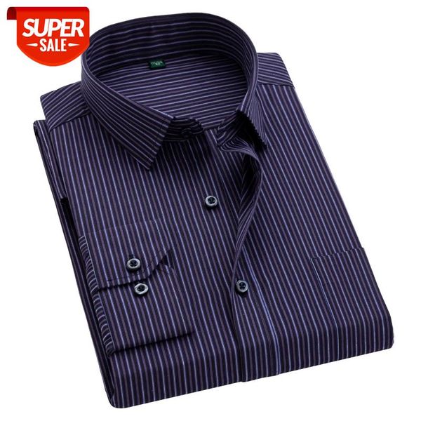 

classical striped men shirts long sleeve square collar easy care business casual striped dress shirts for man mens clothes #mi1j, White;black